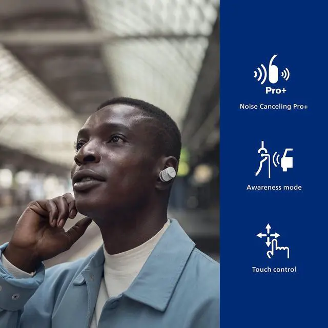 Alt view image 3 of 7 - Fidelio T1 True Wireless Headphones with Active Noise Canceling Pro+, Audiophile Quality (White)