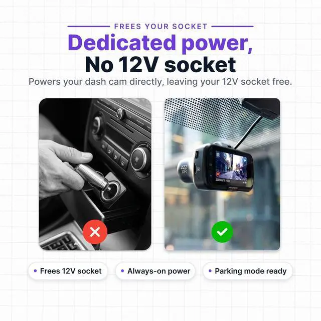 Alt view image 4 of 7 - Series 2 OBD Power Cable for Dash Camera - Plug & Play Dash Cam Power Cord, OBD USB Cable Compatible w/All Dash Cams (Except iQ) w/LED Indicator, 196 Long