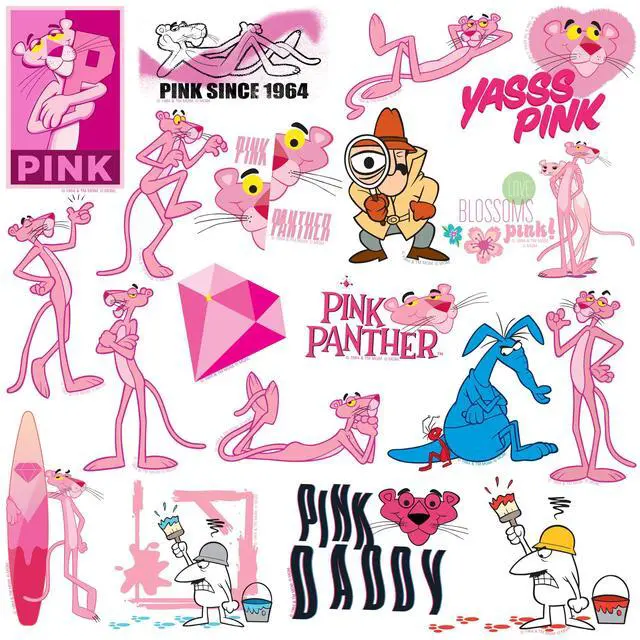 Alt view image 4 of 6 - Pink Panther 100 Vinyl Stickers Waterproof Die-Cut Decals Laptop Scrapbook