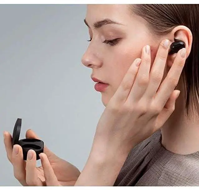 Alt view image 4 of 7 - TWSEJ04LS Redmi Airdots Earphones, Bluetooth, Sweatproof, True Wireless Earbuds, Global Version - Black, Small