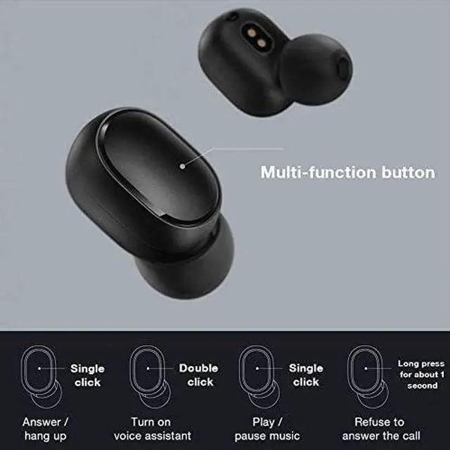Alt view image 6 of 7 - TWSEJ04LS Redmi Airdots Earphones, Bluetooth, Sweatproof, True Wireless Earbuds, Global Version - Black, Small