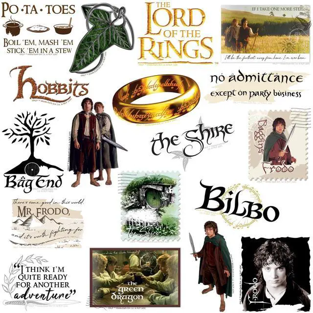 Alt view image 3 of 6 - The Lord of the Rings Hobbit Lifestyle 100 Vinyl Stickers Waterproof Decals