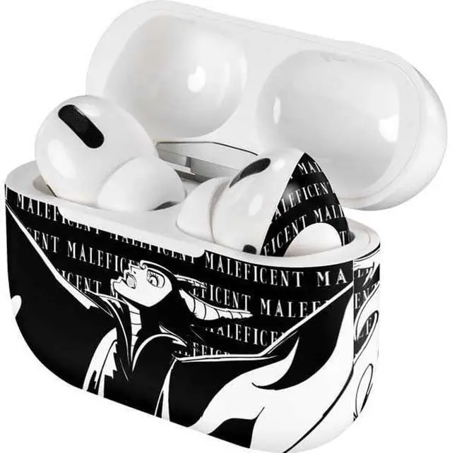 Alt view image 4 of 4 - Decal Audio Skin Compatible with Apple AirPods Pro - Officially Licensed Disney Villains Maleficent Black and White Design
