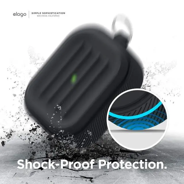 Alt view image 3 of 7 - Armor Case for AirPods Pro | Tough Drop Protection, Shock Resistant, Made from Durable Silicone (Black)