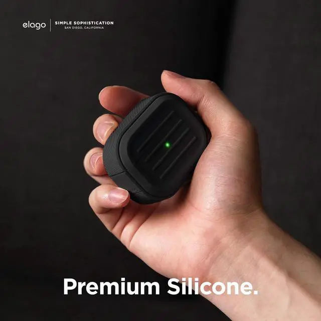 Alt view image 4 of 7 - Armor Case for AirPods Pro | Tough Drop Protection, Shock Resistant, Made from Durable Silicone (Black)