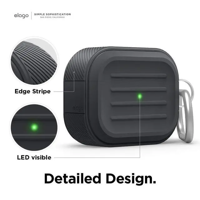 Alt view image 5 of 7 - Armor Case for AirPods Pro | Tough Drop Protection, Shock Resistant, Made from Durable Silicone (Black)