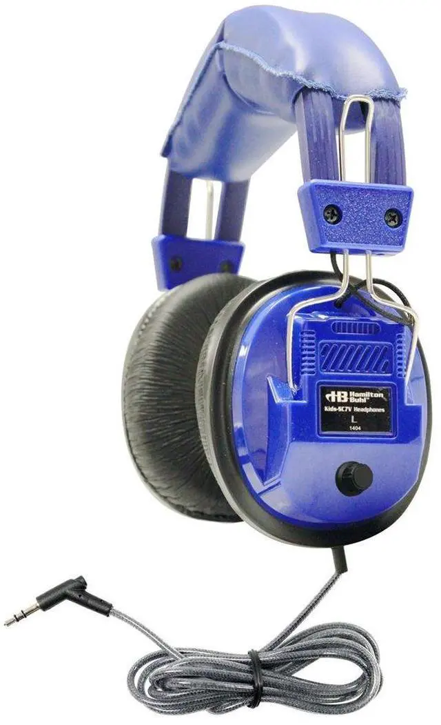 Main image of KidsSC7V Deluxe Stereo Headphones OverEar Design, 3.5mm Plug, OnEar Volume Control, ChewResistant DuraCord, NoiseReducing Ear Cups Blue Classroom Headphones