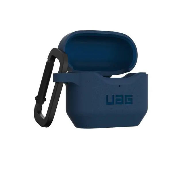 Alt view image 6 of 6 - UAG Designed for AirPod Case Blue Mallard (3rd Generation, 2021) Durable Protective Soft-Touch Silicone with Detachable Carabiner, Standard Issue Series