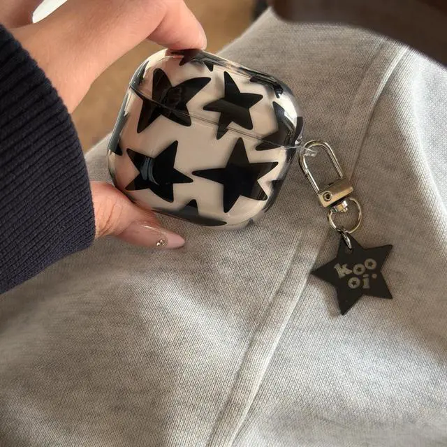 Alt view image 6 of 7 - Clear Case with Black Star for AirPods Pro 3 with Keychain | Soft Shockproof Protective Cover,Y2K Aesthetic Star Design,Cute Accessory for Women Girls, for AirPods Pro 3rd Gen 2025