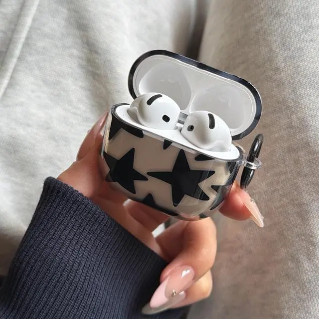 Alt view image 7 of 7 - Clear Case with Black Star for AirPods Pro 3 with Keychain | Soft Shockproof Protective Cover,Y2K Aesthetic Star Design,Cute Accessory for Women Girls, for AirPods Pro 3rd Gen 2025