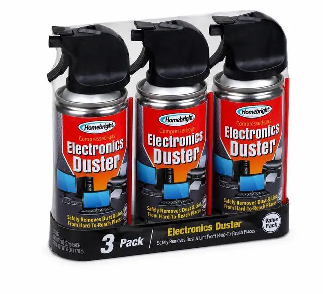 Main image of HØMEBRIGHT Electronics Duster, Compressed Gas Air Duster for Electronics and Hard-to-Reach Areas, Removes Dust and Lint from Keyboards, Computers, Printers and More, 2 oz Cans (Pack of 3)