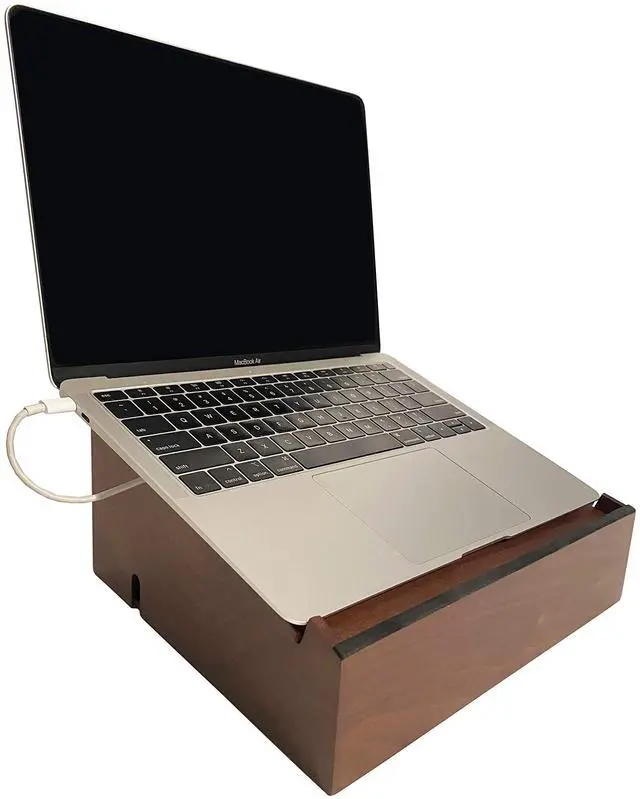 Main image of G.U.S. Laptop Stand and Organizer with Built-in Power Hub and Dry Erase Board. Perfect for Work from Home. Multifunctional and Sturdy with Redesigned Stand. (Walnut)