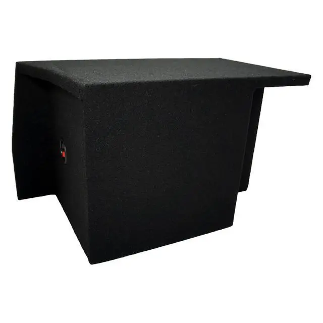 Alt view image 4 of 5 - Single 10" Subwoofer Box Fits 2005-2014 Ford Mustang Coupe Sealed ASC | Air-tight MDF shell, durable carpet, hugs the rear wall, heavy-duty terminals, 10 inch trunk fit
