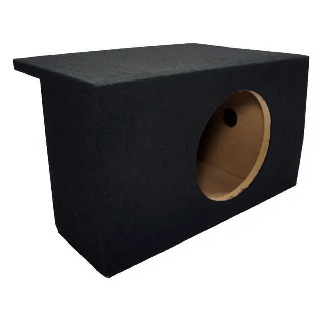 Alt view image 3 of 5 - Single 10" Subwoofer Box Fits 2005-2014 Ford Mustang Coupe Sealed ASC | Air-tight MDF shell, durable carpet, hugs the rear wall, heavy-duty terminals, 10 inch trunk fit