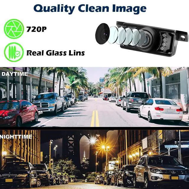 Alt view image 3 of 6 - Backup Camera HD Rear View License Plate Night Vision Waterproof Compatible with Clarion Dual Boss Jensen Stinger Podofo Soundstream Eonon Cartreque Sanptent Car Radio