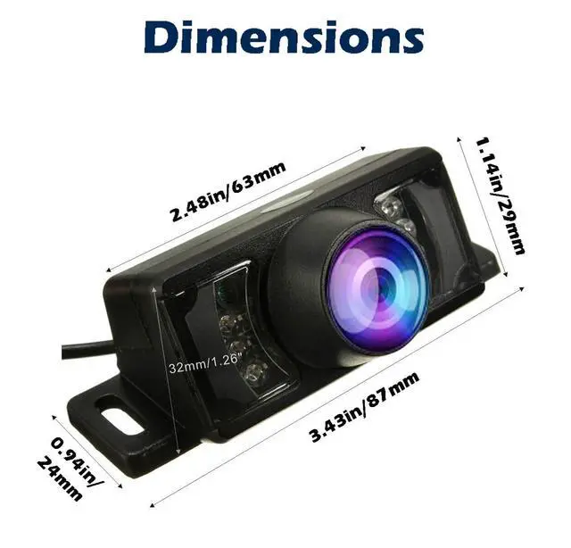 Alt view image 4 of 6 - Backup Camera HD Rear View License Plate Night Vision Waterproof Compatible with Clarion Dual Boss Jensen Stinger Podofo Soundstream Eonon Cartreque Sanptent Car Radio