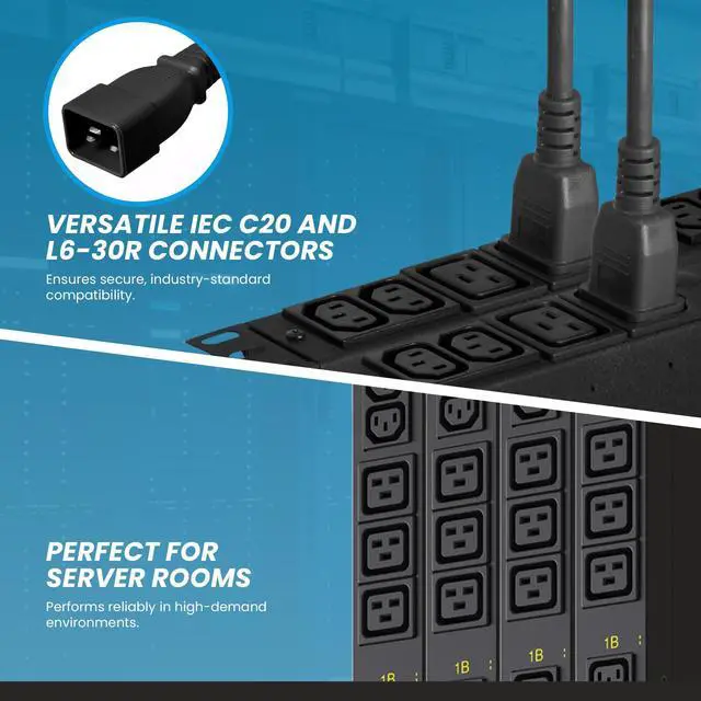 Alt view image 6 of 7 - IronBox Electric IEC C20 to L6-30R Plug Adapter Power Cord - 20A, 250V, 12/3 SJT - UL Listed Power Supply - Heavy Duty Extension Cable for Data Centers, PDUs, Generator, Amplifier & More (6ft, Build)