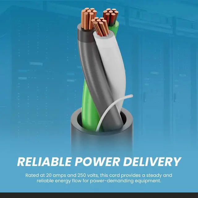 Alt view image 5 of 7 - IronBox Electric IEC C20 to L6-30R Plug Adapter Power Cord - 20A, 250V, 12/3 SJT - UL Listed Power Supply - Heavy Duty Extension Cable for Data Centers, PDUs, Generator, Amplifier & More (6ft, Build)