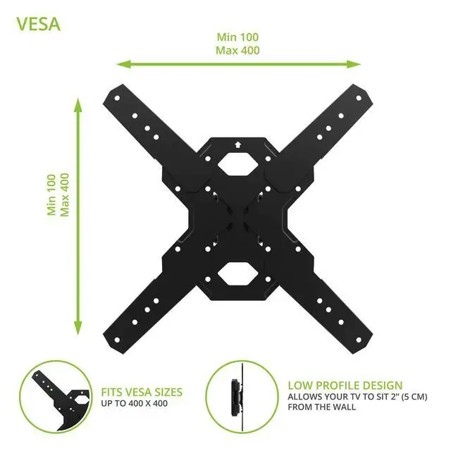 Alt view image 2 of 7 - PS200 Full Motion Articulating TV Wall Mount for 26-inch to 60-inch TVs | Integrated Cable Management | Low Profile and 14 Inch Extension | Single Stud Wallplate