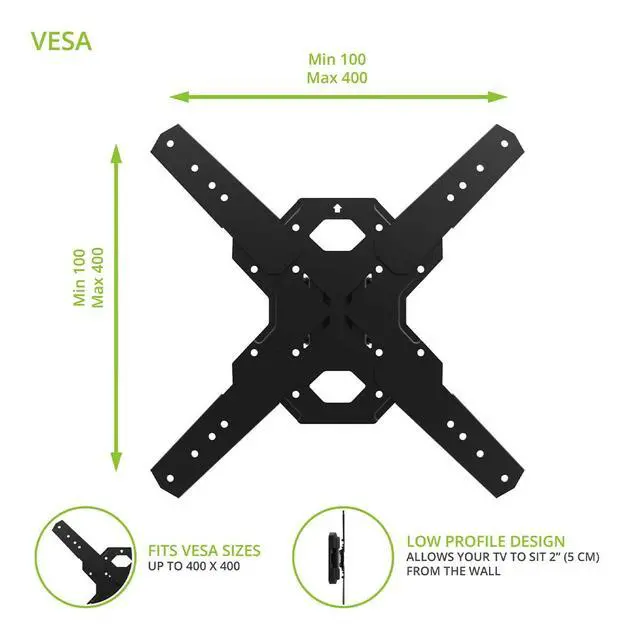 Alt view image 3 of 7 - PS200 Full Motion Articulating TV Wall Mount for 26-inch to 60-inch TVs | Integrated Cable Management | Low Profile and 14 Inch Extension | Single Stud Wallplate