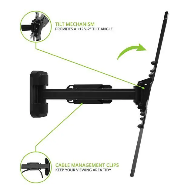 Alt view image 4 of 7 - PS200 Full Motion Articulating TV Wall Mount for 26-inch to 60-inch TVs | Integrated Cable Management | Low Profile and 14 Inch Extension | Single Stud Wallplate