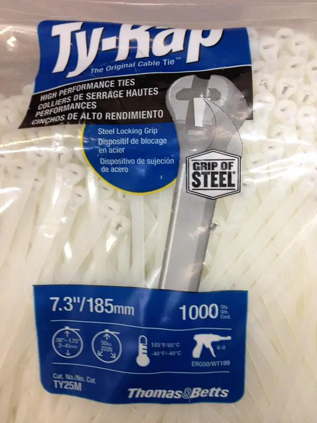Main image of TY25M Cable Tie 50lb 7" Natural Nylon with Stainless Steel Locking Device Bulk Pack (