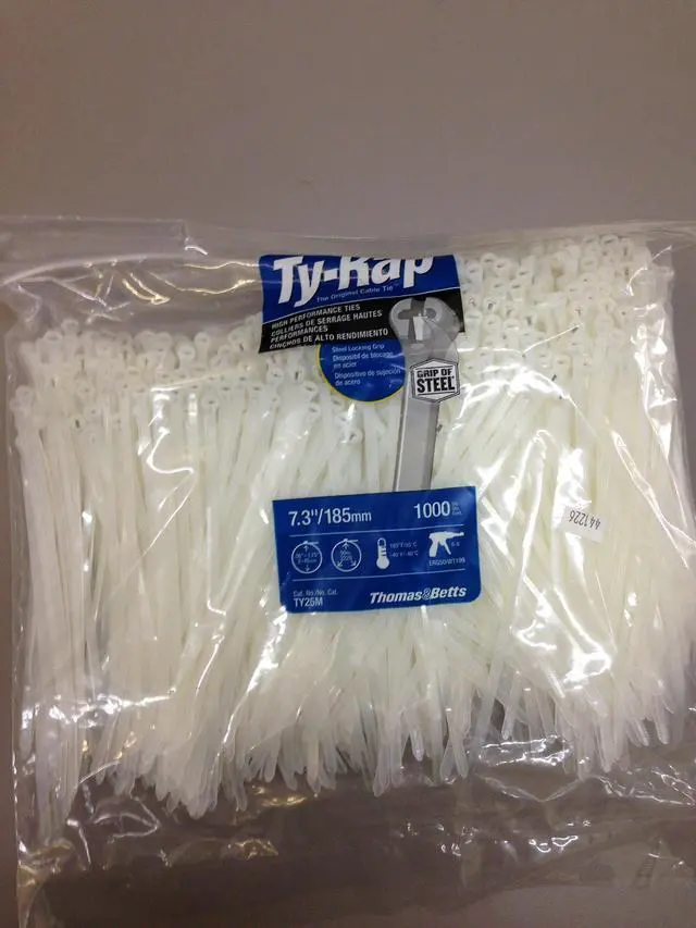 Alt view image 2 of 2 - TY25M Cable Tie 50lb 7" Natural Nylon with Stainless Steel Locking Device Bulk Pack (