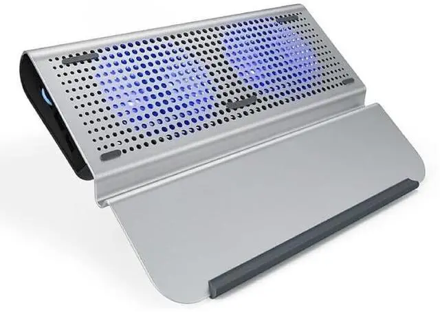 Main image of Aluminum Laptop Riser Stand for 12" - 15" Laptops, Ergonomic Computer Riser with Non-Slip Padding, Tilted Surface & Ventilated Cooling Design, Portable Home Office Laptop Holder