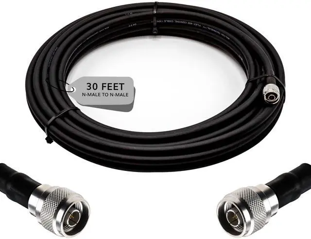 Main image of Bolton400 Ultra Flex Cable 30ft, N Male to N Male, Black | LMR®400 Equivalent Heavy-Duty Ultra-Low-Loss 50-Ohm Cable for Home and Commercial Signal Booster Installations