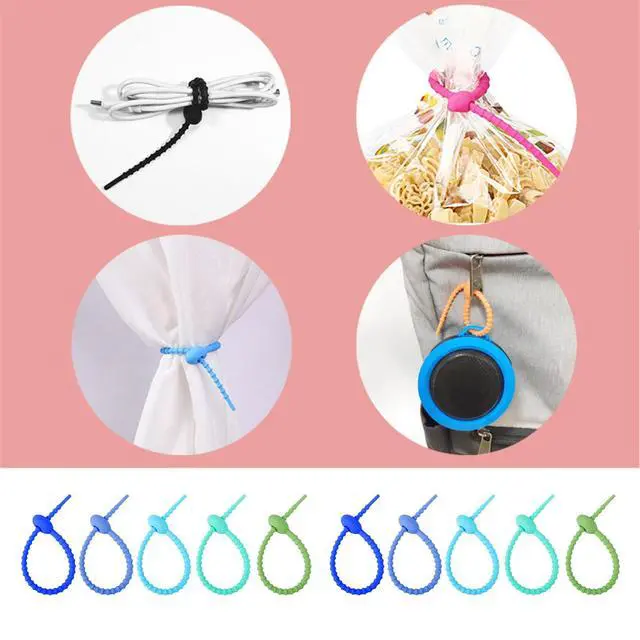 Alt view image 2 of 7 - Pack of 10/20/50 Silicone Reusable Bag Twist Wire Fasten Cable Tie Flexible Ties for Organization and Projects