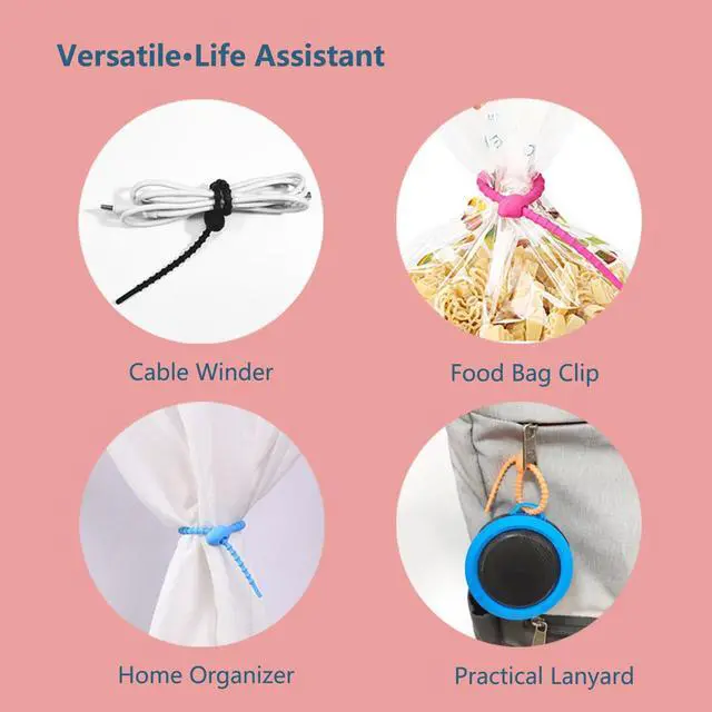 Alt view image 3 of 7 - Pack of 10/20/50 Silicone Reusable Bag Twist Wire Fasten Cable Tie Flexible Ties for Organization and Projects