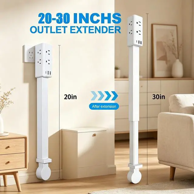 Alt view image 2 of 7 - Electrical Outlet Extender Stick, 360° Rotating Outlet Extender, Power Strip with 6 Outlets & 3 USB Ports,Rotating Plug Power Hub for Bedroom, Living Room, Office