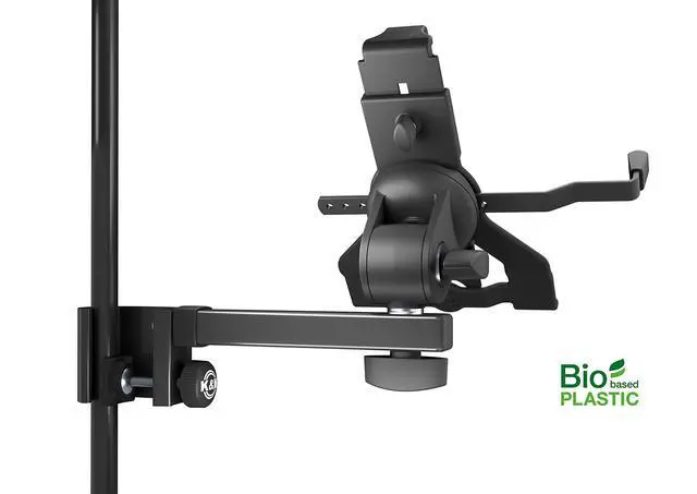 Alt view image 2 of 7 - König & Meyer 19743 Tablet PC Holder Biobased Plastic Accessory for Microphone Stands Tilting Suitable for Common Brands