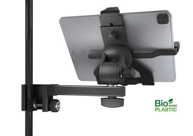 Alt view image 4 of 7 - König & Meyer 19743 Tablet PC Holder Biobased Plastic Accessory for Microphone Stands Tilting Suitable for Common Brands