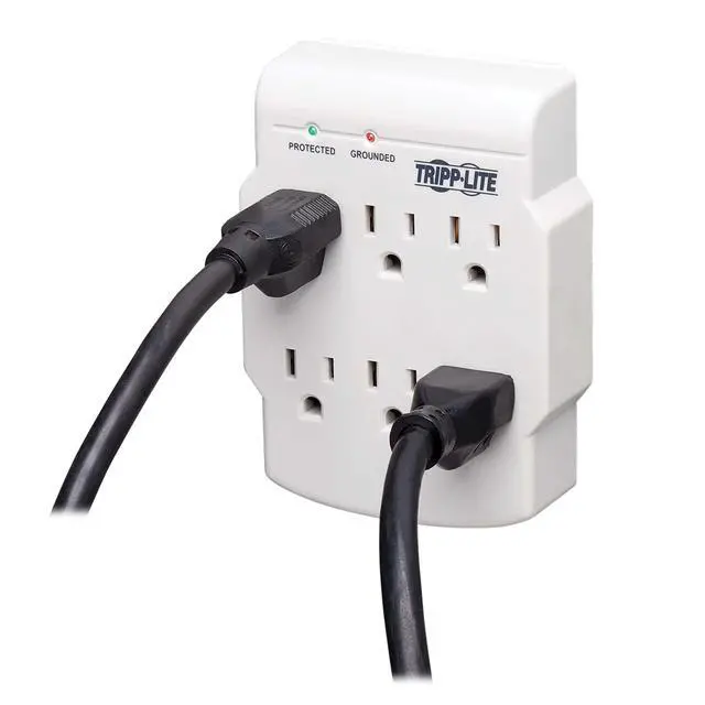 Alt view image 2 of 4 - 6 Outlet Surge Protector Power Strip, Direct Plug in, Gray, & $10,000 Insurance (SK6-0) White