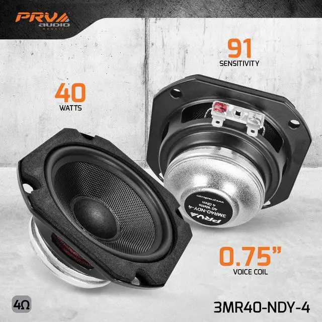 Alt view image 2 of 6 - 3-inch Full-Range Neodymium Speaker 3MR40-NDY-4 PRO Audio Midrange with 40 Watts Power Handling, 4 Ohm, and Versatile Performance for Car Audio Applications (Single)