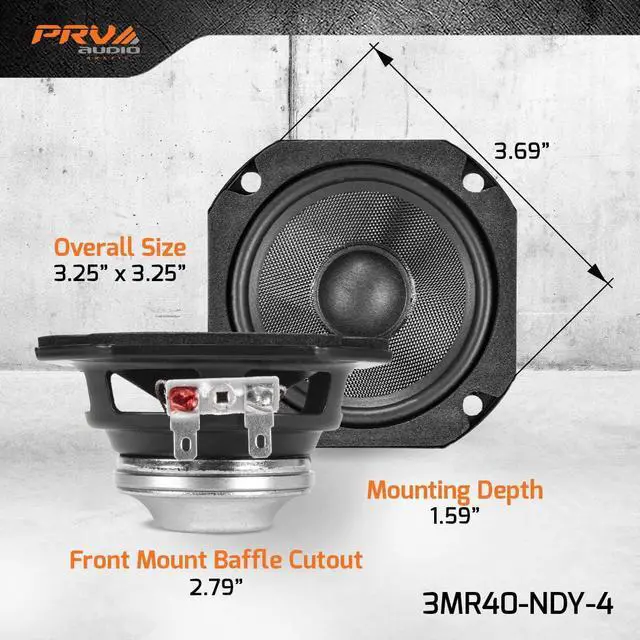 Alt view image 3 of 6 - 3-inch Full-Range Neodymium Speaker 3MR40-NDY-4 PRO Audio Midrange with 40 Watts Power Handling, 4 Ohm, and Versatile Performance for Car Audio Applications (Single)