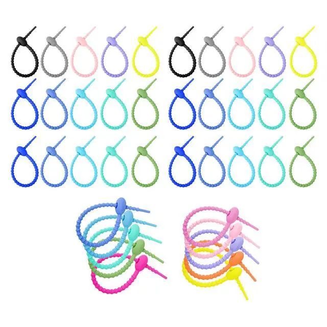 Alt view image 4 of 7 - Pack of 10/20/50 Silicone Reusable Bag Twist Wire Fasten Cable Tie Flexible Ties for Organization and Projects