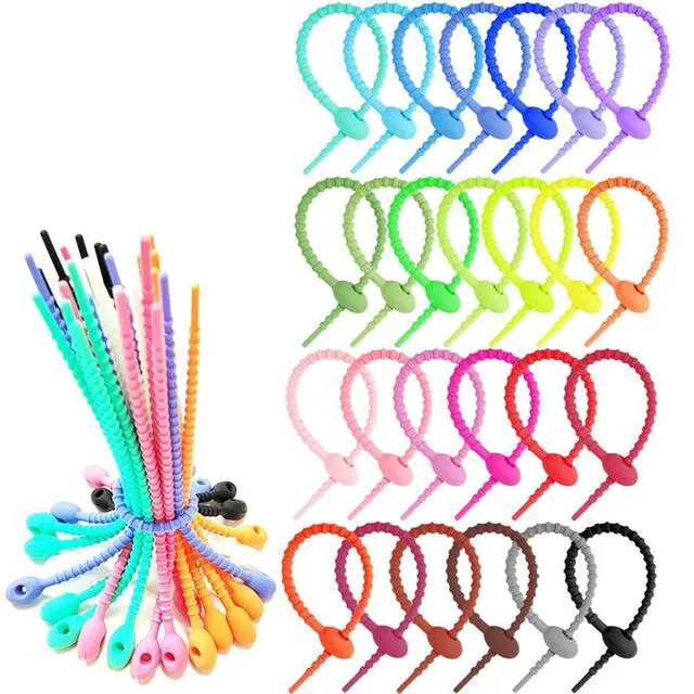 Alt view image 5 of 7 - Pack of 10/20/50 Silicone Reusable Bag Twist Wire Fasten Cable Tie Flexible Ties for Organization and Projects
