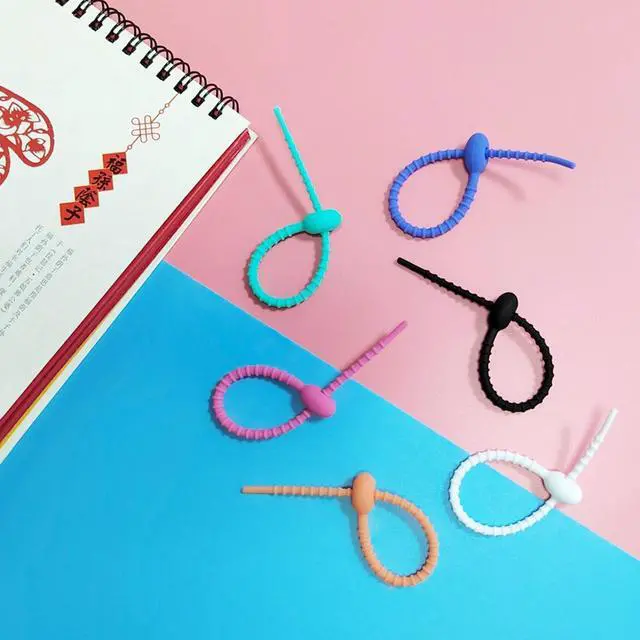 Alt view image 6 of 7 - Pack of 10/20/50 Silicone Reusable Bag Twist Wire Fasten Cable Tie Flexible Ties for Organization and Projects