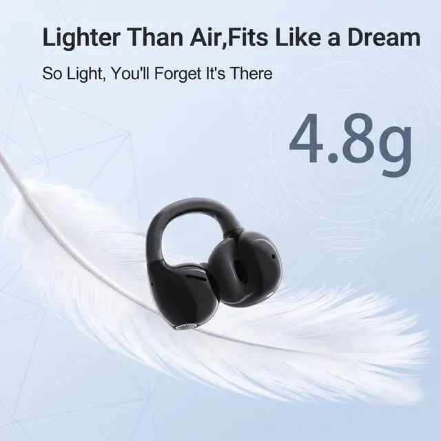 Alt view image 5 of 7 - Open Ear Clip-On Earbuds, Starry Blue | Bluetooth 6.0, Dual 11mm Drivers, Silicone Air Cushion, ENC Noise Cancelling Mic, IPX6 Waterproof, 42H Playtime