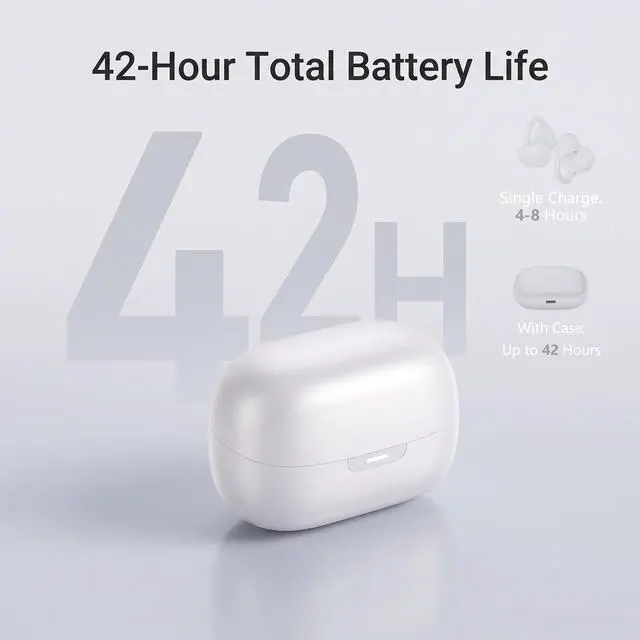 Alt view image 6 of 7 - Open Ear Clip-On Earbuds, Starry Blue | Bluetooth 6.0, Dual 11mm Drivers, Silicone Air Cushion, ENC Noise Cancelling Mic, IPX6 Waterproof, 42H Playtime