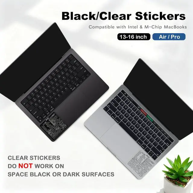 Alt view image 2 of 6 - Mac OS Shortcut Stickers (2-Pack) MacBook Keyboard Cheat Sheet for macOS (2025) Waterproof Removable Vinyl Decals for MacBook Air/Pro, M1/M2/M3/M4 (8, Clear)