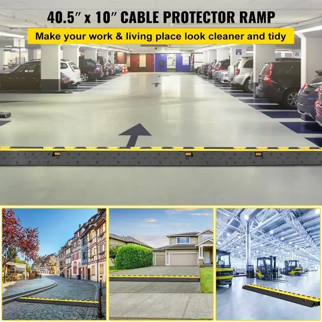 Alt view image 2 of 7 - 5 Pack Rubber Cable Protector Ramp 2 Channel Heavy Duty 66,000 lbs Load Capacity Cable Wire Cord Cover Ramp Speed Bump Driveway Hose Cable Ramp Protective Cover (2-Channel, 5 Pack-66,000 lbs)