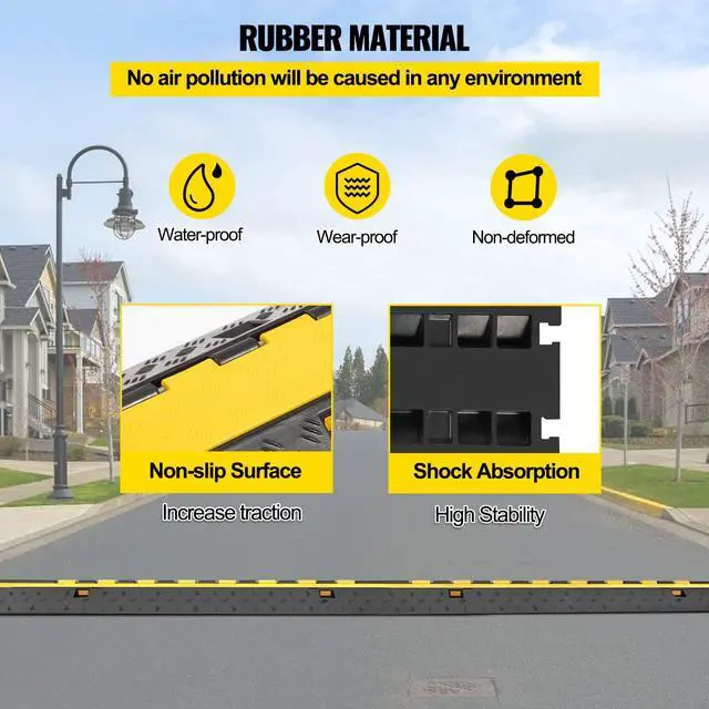 Alt view image 5 of 7 - 5 Pack Rubber Cable Protector Ramp 2 Channel Heavy Duty 66,000 lbs Load Capacity Cable Wire Cord Cover Ramp Speed Bump Driveway Hose Cable Ramp Protective Cover (2-Channel, 5 Pack-66,000 lbs)