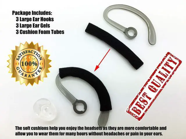 Alt view image 2 of 5 - Premium Replacement Earbuds Ear Tips + Ear Hook Loops + Foam Spare + Earpads Fit Kit for Plantronics CS540 Savi W440 W740 W745 WH500 EarLoops EarHook Ear Bud Sleeve Part (Large)