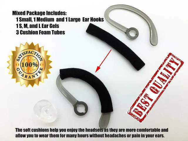 Alt view image 2 of 5 - Premium Replacement Earbuds Ear Tips + Ear Hook Loops + Foam Spare + Earpads Fit Kit for Plantronics CS540 Savi W440 W740 W745 WH500 EarLoops EarHook Ear Bud Sleeve Part (Mixed S/M/L)