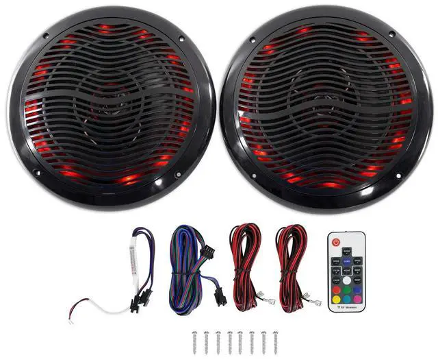 Main image of RMC65LB Black Pair 6.5" 2-Way 4 Ohm Marine Speakers with LED | 600W Peak, 150W RMS, Multi-Color LEDs, Waterproof, 19 Dynamic Modes, 20 Colors, 55Hz-20kHz