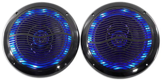 Alt view image 3 of 7 - RMC65LB Black Pair 6.5" 2-Way 4 Ohm Marine Speakers with LED | 600W Peak, 150W RMS, Multi-Color LEDs, Waterproof, 19 Dynamic Modes, 20 Colors, 55Hz-20kHz