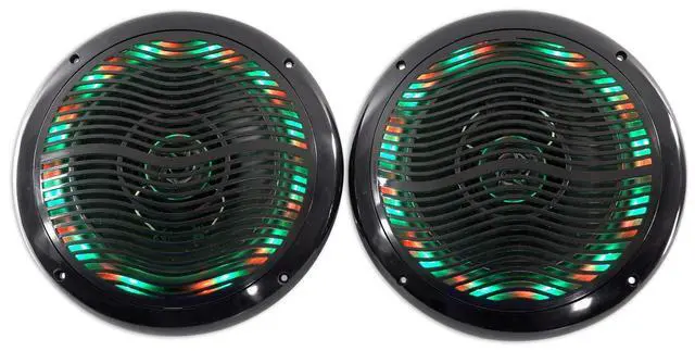 Alt view image 4 of 7 - RMC65LB Black Pair 6.5" 2-Way 4 Ohm Marine Speakers with LED | 600W Peak, 150W RMS, Multi-Color LEDs, Waterproof, 19 Dynamic Modes, 20 Colors, 55Hz-20kHz